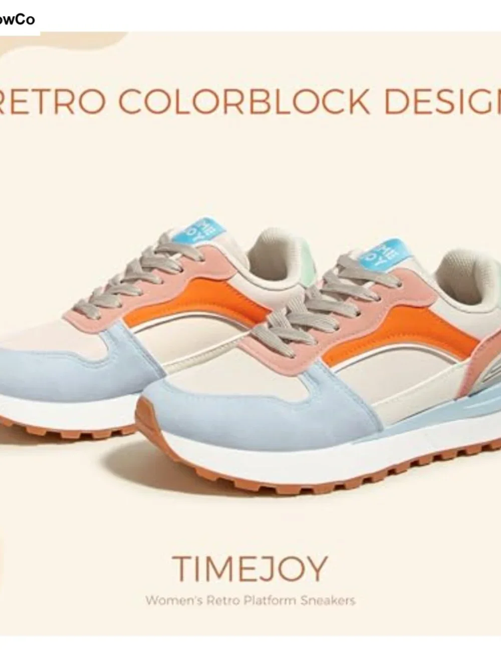 Women's Colorblock Oxford Fabric Lace-Up Platform Sneakers